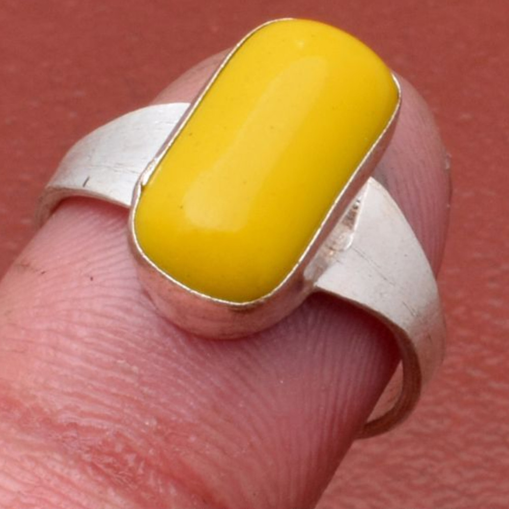 Yellow onyx Silver Plated Handmade ring size 6